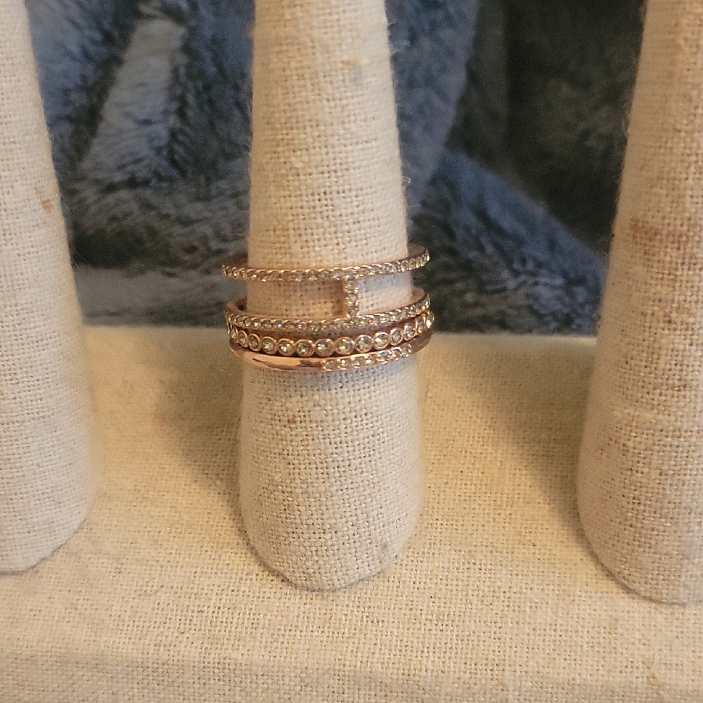 Elegant Rose Gold Stacked Rings Imperial Stackable Ring Size 7